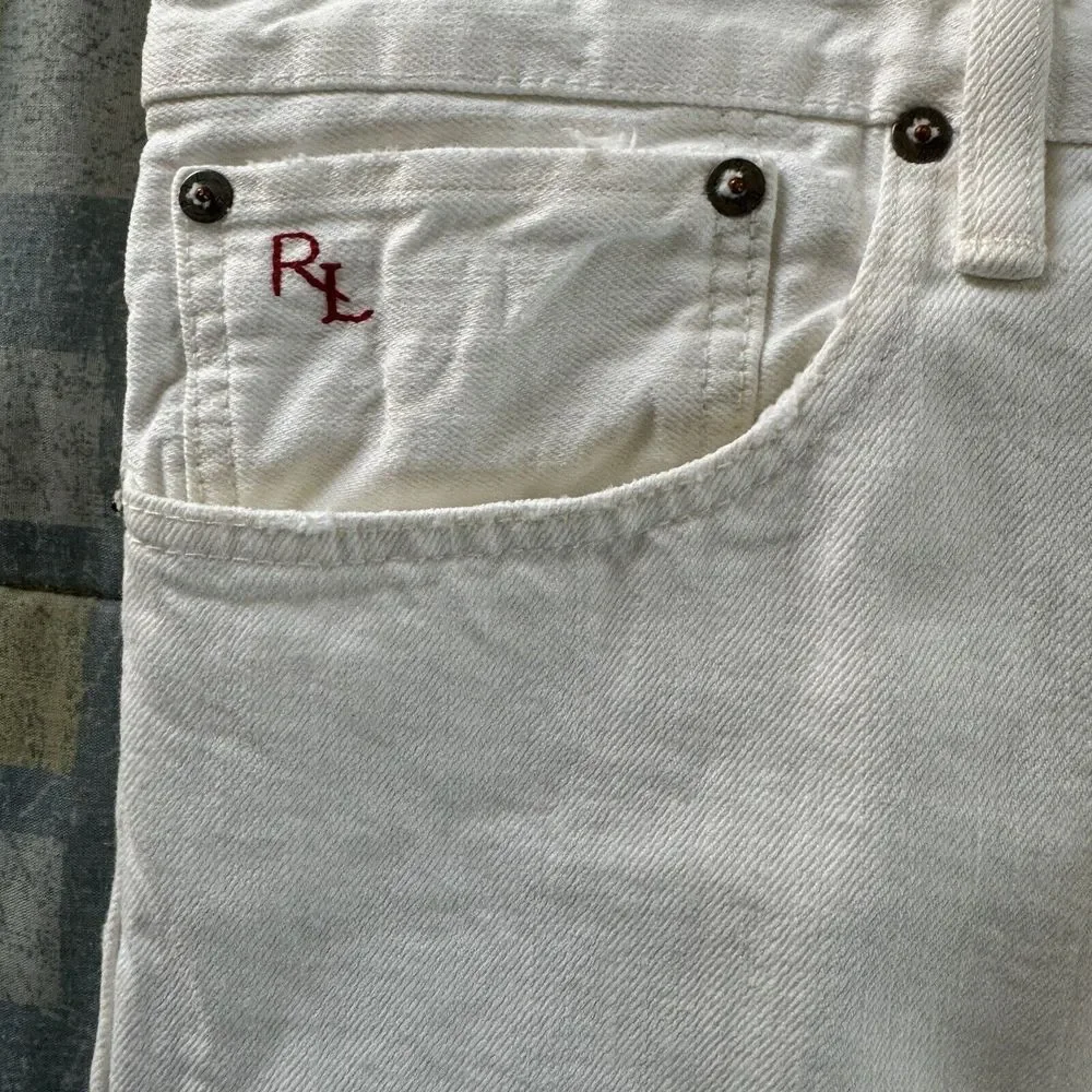 Polo Ralph Lauren Varick Slim Straight Casual Denim White Jeans Mens Size 40x32 - Picture 3 of 16